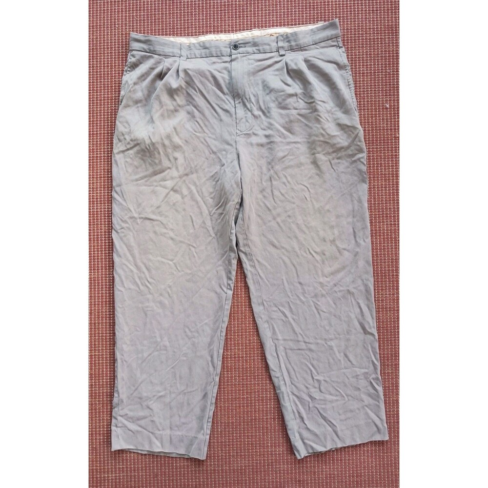 Tommy Bahama Mens Pants 40X28 (40X32) Gray Silk Bamboo Straight Relaxed Read